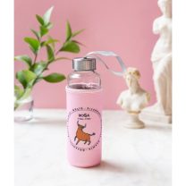 Pembe Boğa Burcu Kılıflı Cam Matara 400ml