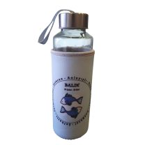Mavi balık Burcu Kılıflı Cam Matara 400ml